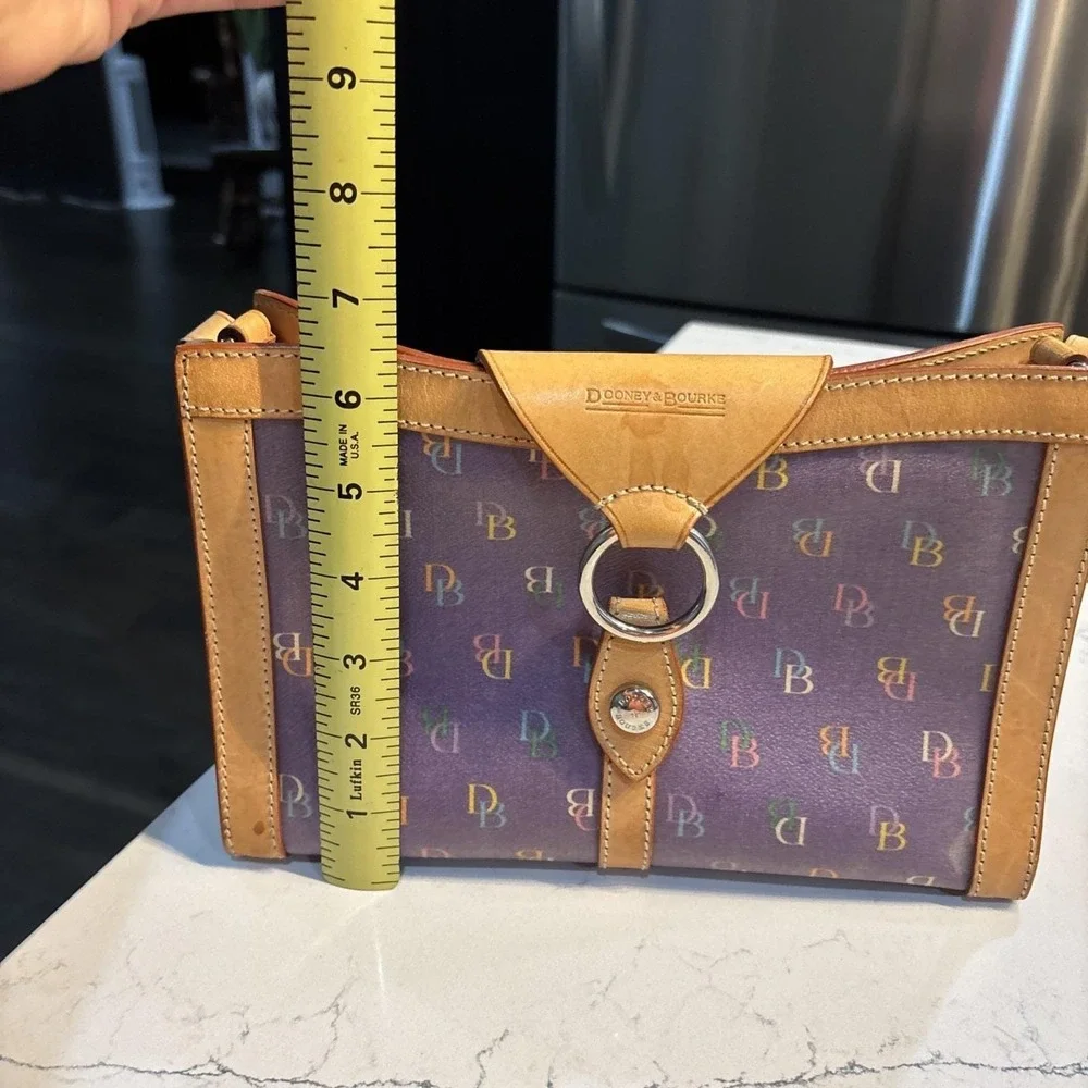 Dooney & Bourke Y2K Rainbow Monogram Canvas Shoulder Bag Leather Trim